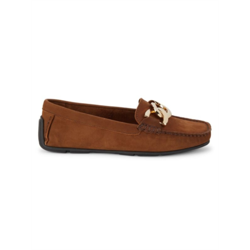 Saks Fifth Avenue Chain Trim Suede Driving Loafers