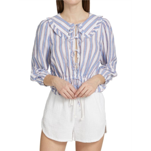 Xirena Lulu Striped Tie-Front Top