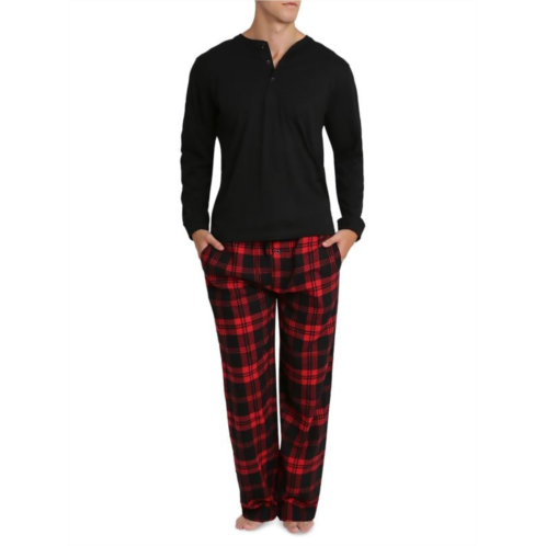 SLEEPHERO 2-Piece Henley Tee & Buffalo Check Pants Pajama Set