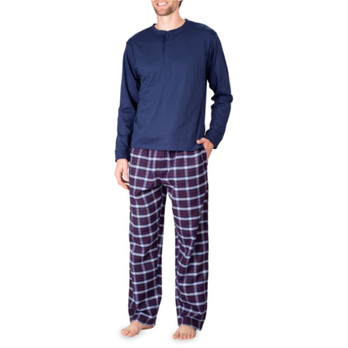 SLEEPHERO 2-Piece Henley Tee & Flannel Pants Pajama Set