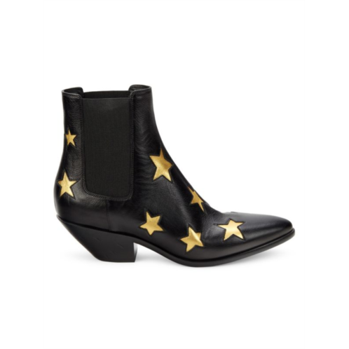 Saint Laurent Star Leather Heeled Booties