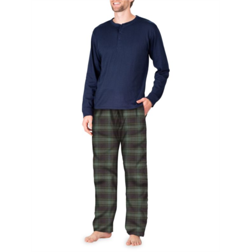 SLEEPHERO 2-Piece Henley Tee & Flannel Pants Pajama Set
