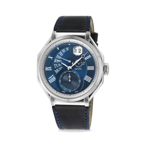 GV2 Marchese 44MM Stainless Steel & Leather Strap Watch