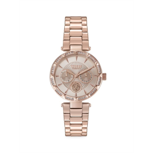 Versus Versace 36MM Swarovski Crystal & Rose Goldtone Stainless Steel Bracelet Watch