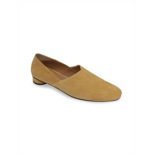 The Row Noelle Collapsible-Heel Loafers In Camel Suede Flats Loafers