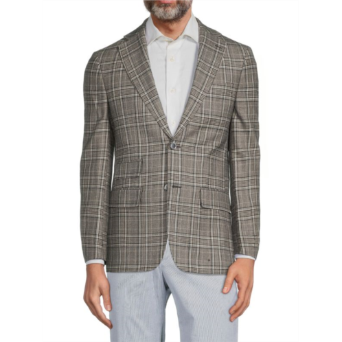 Tallia Regular Fit Plaid Wool Blend Blazer