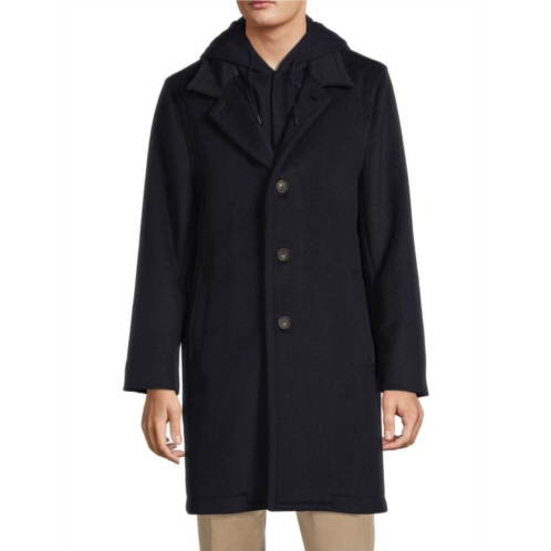Vince Hooded Wool Blend Overcoat