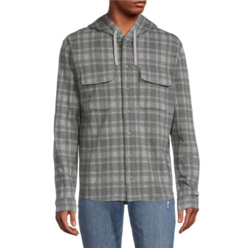 Vince Plaid Hooded Shirt Jacket