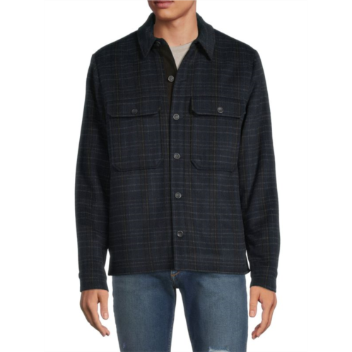 Vince Plaid Faux Shearling Lined Shacket