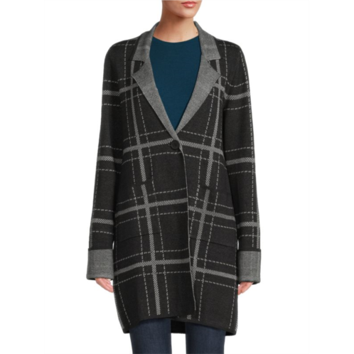 Ellen Tracy Relaxed Plaid Duster Cardigan