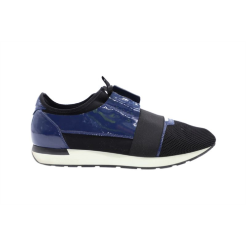 Balenciaga Race Runners In Blue Patent Athletic Shoes Sneakers