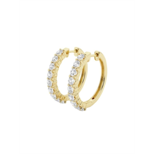 Saks Fifth Avenue Build Your Own Collection 14K Gold & Natural Round Diamond Shared Prong Hoop Earrings