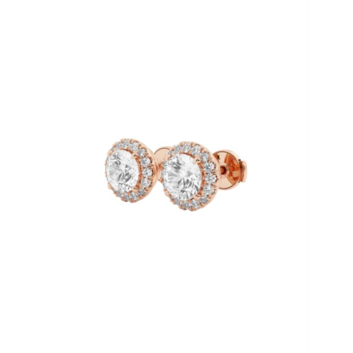Saks Fifth Avenue Build Your Own Collection 14K Gold & Lab Grown Round Diamond Halo Stud Earrings
