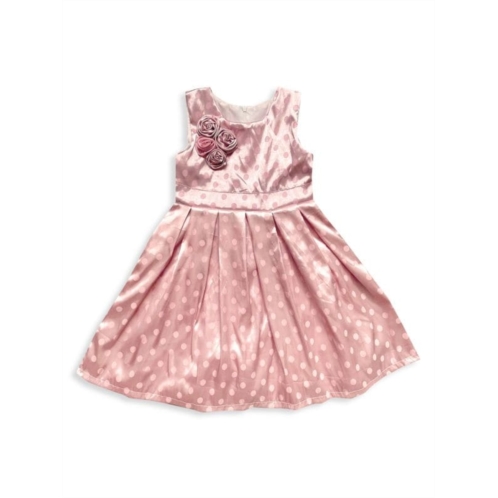 Joe-Ella Little Girls & Girls Satin Polka Dot Dress