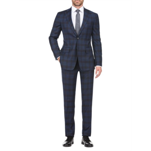 English Laundry Two Button Plaid Wool Blend Suit