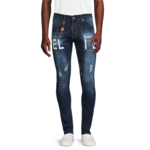 Elie Balleh Logo Slim Fit Ripped Jeans
