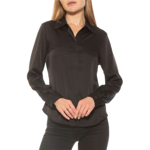 Alexia Admor Cassidy Collared Classic Button Down Silky Shirt