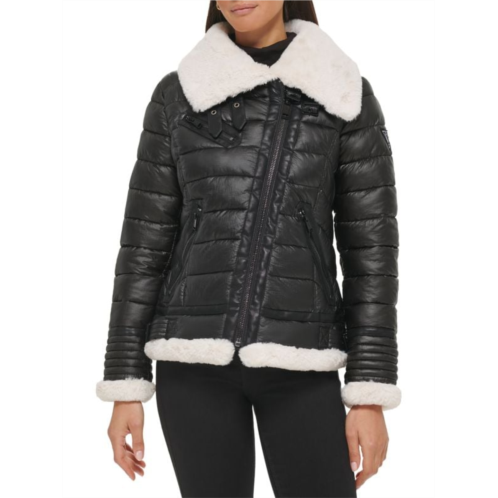 Guess Faux Fur Trim Puffer Jacket