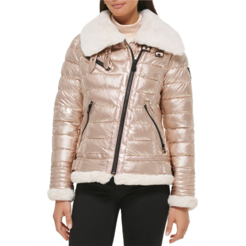 Guess Faux Fur Trim Puffer Jacket