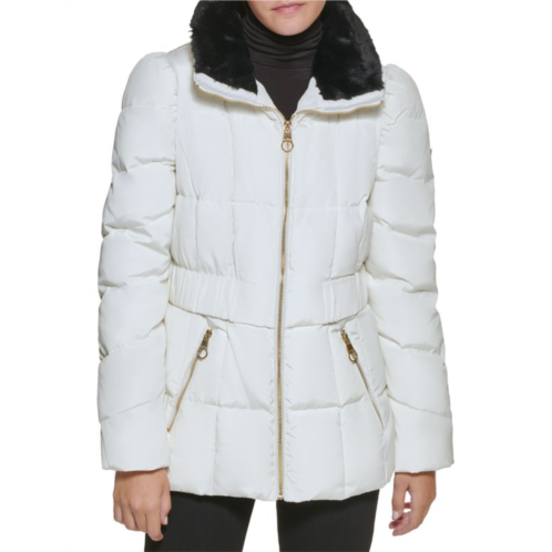 Guess Faux Fur Trim Quilted Puffer Jacket