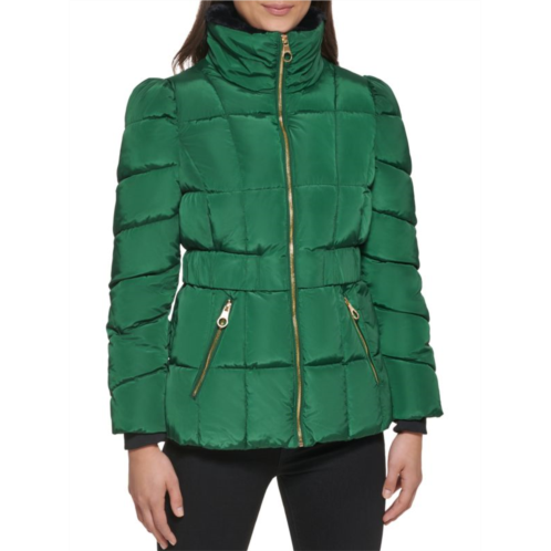 Guess Faux Fur Trim Quilted Puffer Jacket