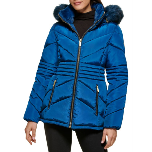 Guess Faux Fur Trim & Lined Hooded Puffer Jacket