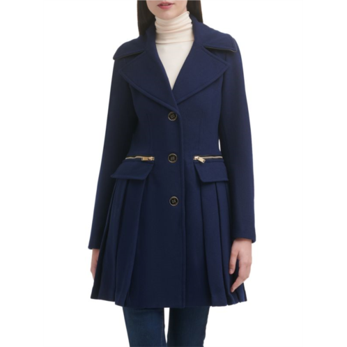 Guess Wool Blend Pleated Peacoat