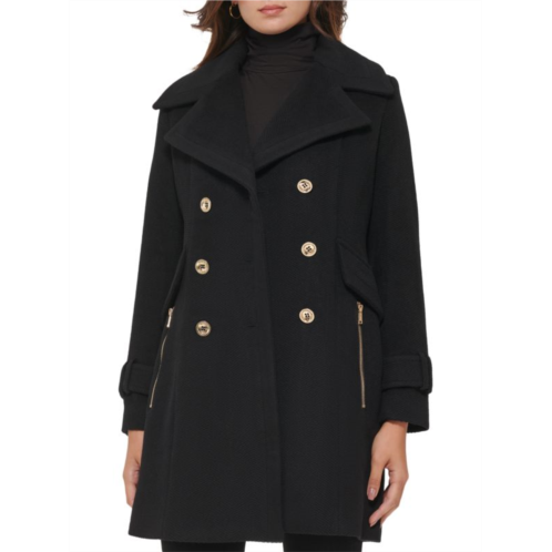 Guess Double Breasted Wool Blend Peacoat