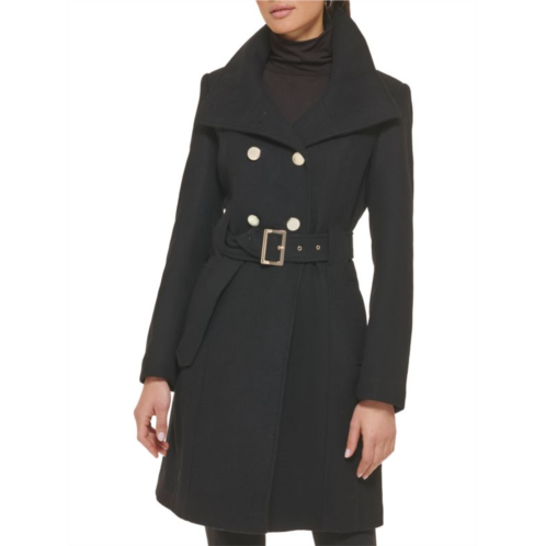 Guess Belted Wool Blend Peacoat