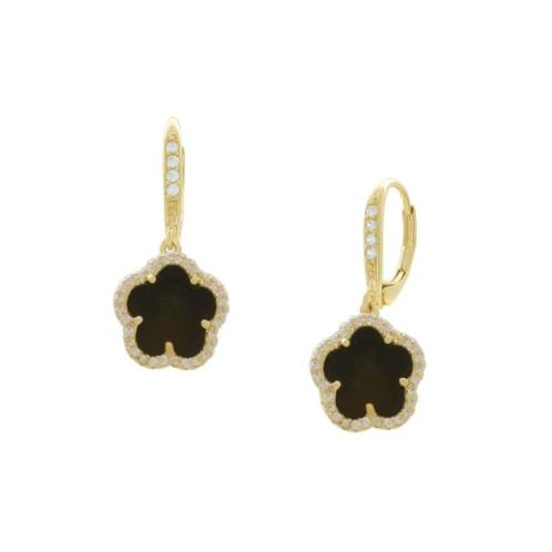 JanKuo Flower 14K Goldplated & Cubic Zirconia Drop Earrings