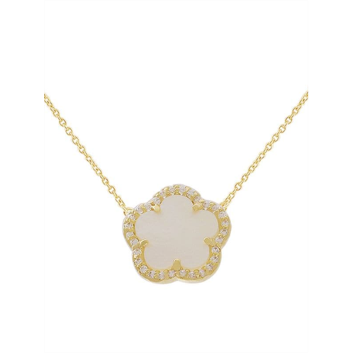JanKuo Flower 14K Yellow Goldplated, Mother-of-Pearl & Cubic Zirconia Necklace