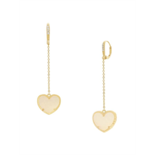 JanKuo Heart 14K Goldplated Drop Huggie Earrings