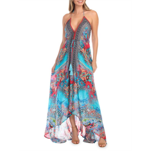 La Moda Clothing Printed Halterneck Cover Up Dress