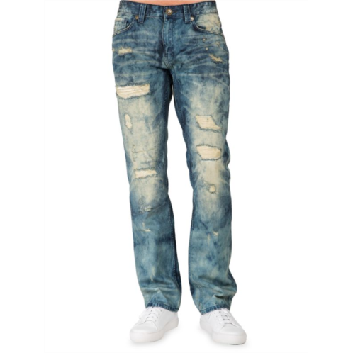 Level 7 Jeans Slim Straight Bleach Dye Ripped Jeans
