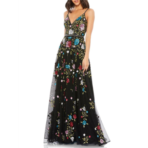 Mac Duggal Floral Sequin A Line Gown