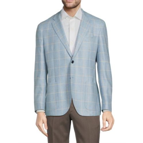 Lubiam Silk & Virgin Wool Windowpane Check Sportcoat