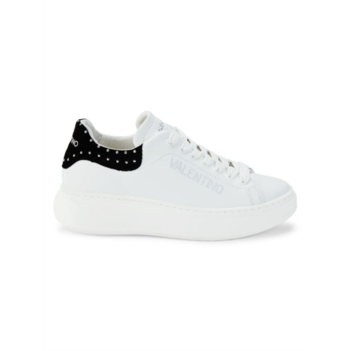 Valentino by Mario Valentino Fresia Studded Leather & Suede Platform Sneakers