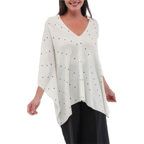 In2 by in Cashmere Wool & Cashmere Faux Pearl Poncho