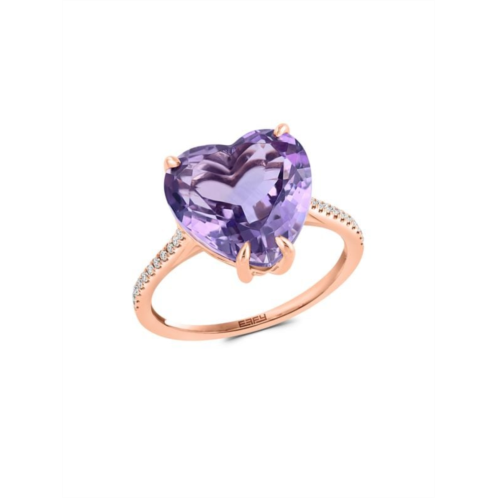 Effy 14K Rose Gold, Pink Amethyst & Diamond Heart Ring