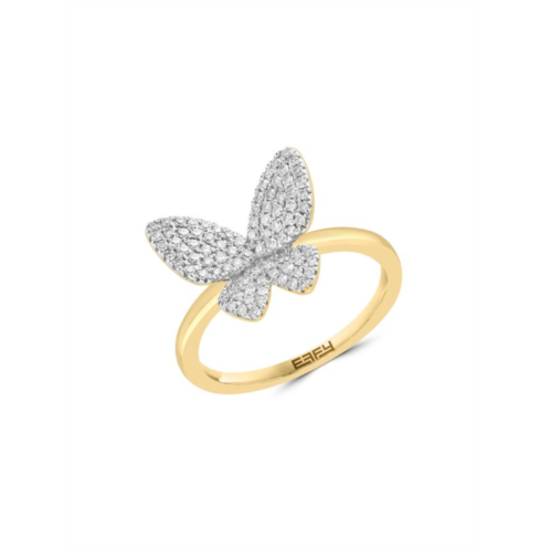 Effy ENY 14K Yellow Goldplated Sterling Silver & 0.38 TCW Diamond Butterfly Ring