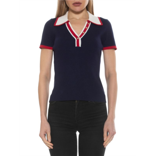 Alexia Admor Alice Ribbed Contrast Trim Polo