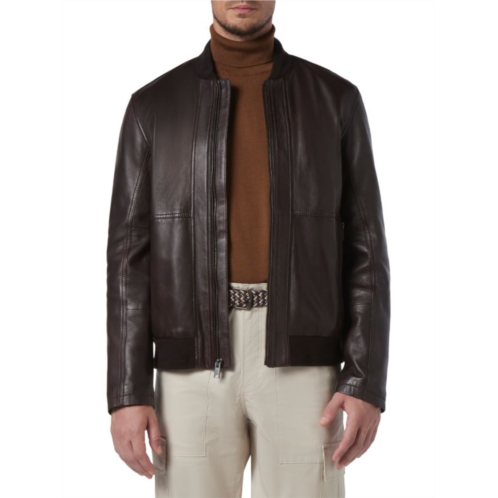 Andrew Marc Macneil Lambskin Leather Bomber Jacket