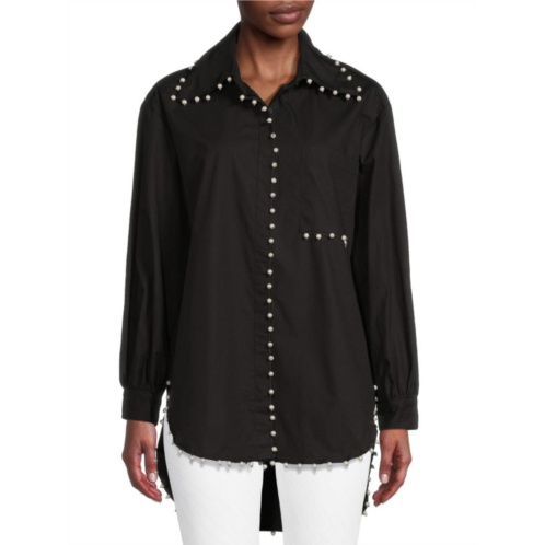 Lea & Viola Faux Pearl Cotton Shirt