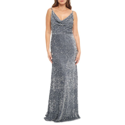 Rene Ruiz Collection Sequin Cowlneck Gown