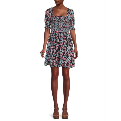 Allison New York Floral Smocked Puff Sleeve Dress