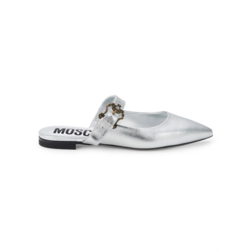 Moschino Metallic Leather Mules