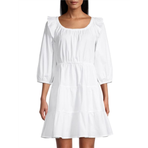 Rachel Parcell Ruffled Shoulder Tiered Minidress