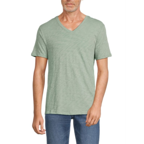 ATM Anthony Thomas Melillo Textured V Neck Cotton T Shirt