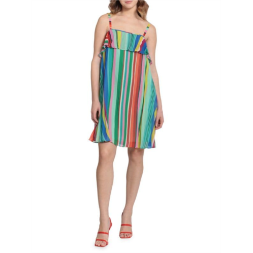 Donna Morgan Stripe Ruffle Mini Dress