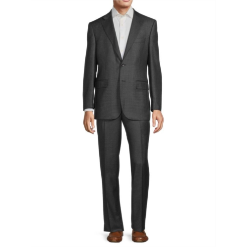 Saks Fifth Avenue Classic Fit Windowpane Plaid Wool Suit